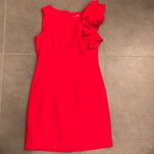 Calvin Klein Red Shoulder Ruffle dress